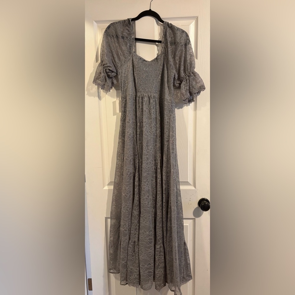 NEW Joyfolie Lace Midi Dress in Dusty Blue Gray Womens size Small - Picture 7 of 9